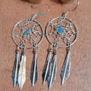 Sterling Silver and Turquoise Dreamcatcher earrings, NWOT